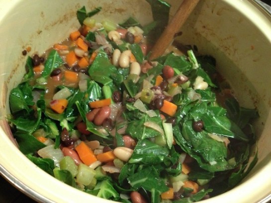 Stir in those greens.